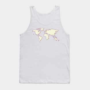 Minimalistic Pastel Pink World Map Tank Top